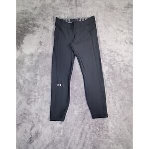 Under Armour Sz M Black HeatGear Mesh Compression Cropped Leggings Ca17-30